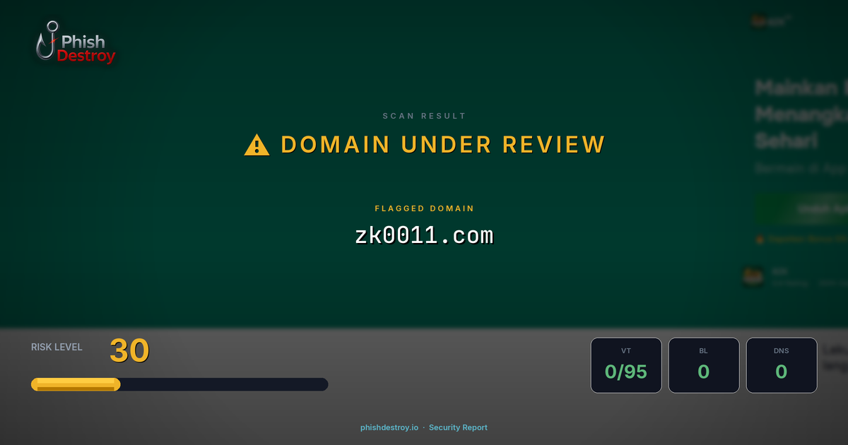 zk0011.com phishing report — threat analysis by PhishDestroy