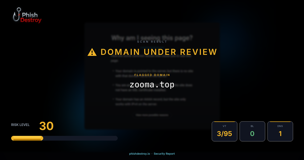 zooma.top phishing report — threat analysis by PhishDestroy