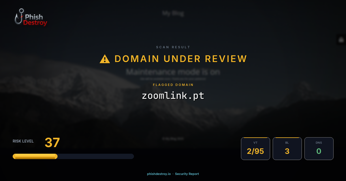 zoomlink.pt phishing report — threat analysis by PhishDestroy