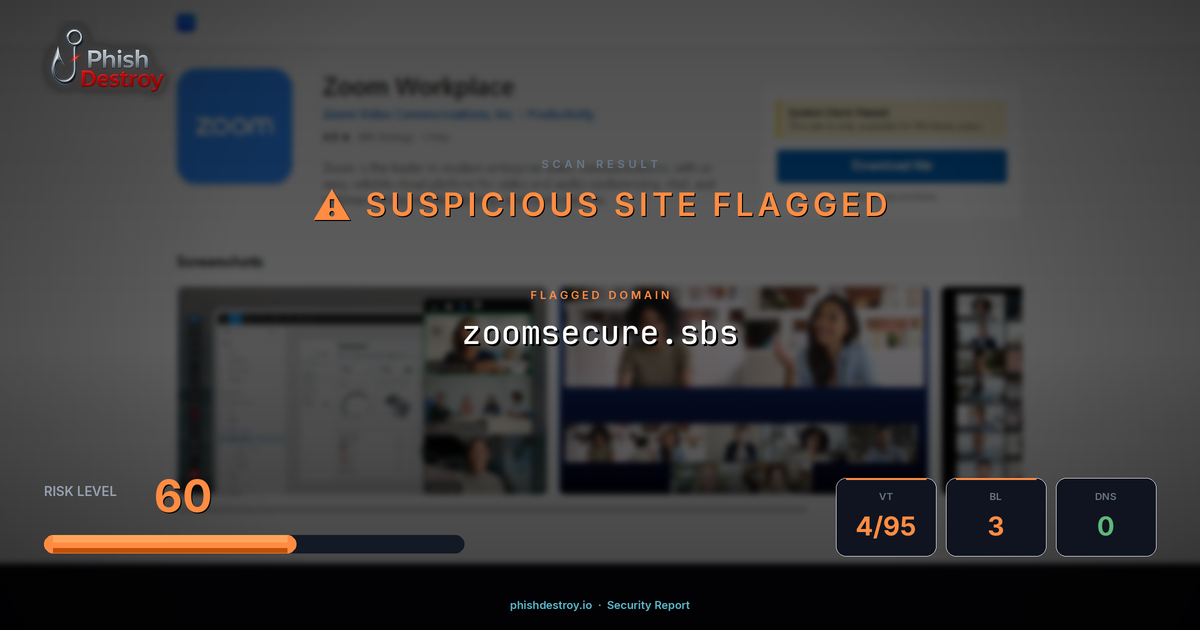 zoomsecure.sbs phishing report — threat analysis by PhishDestroy
