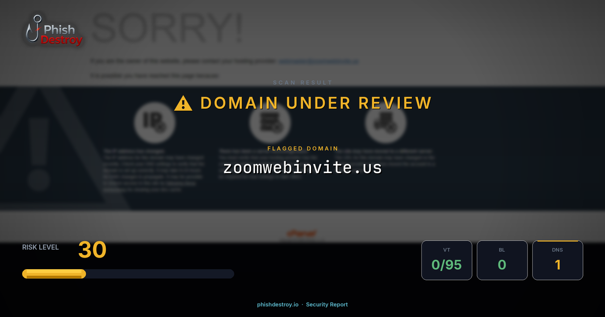 zoomwebinvite.us phishing report — threat analysis by PhishDestroy