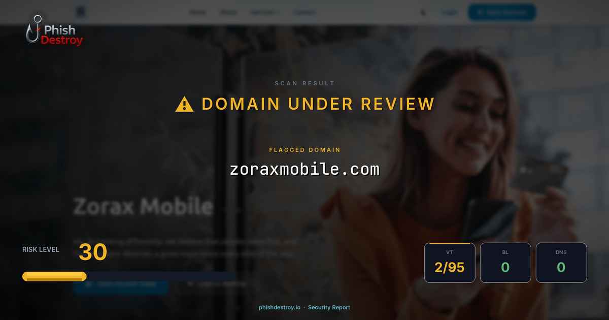 zoraxmobile.com phishing report — threat analysis by PhishDestroy