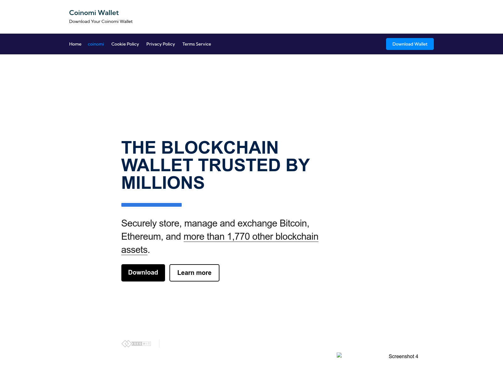 Screenshot of coinomiwallet.us