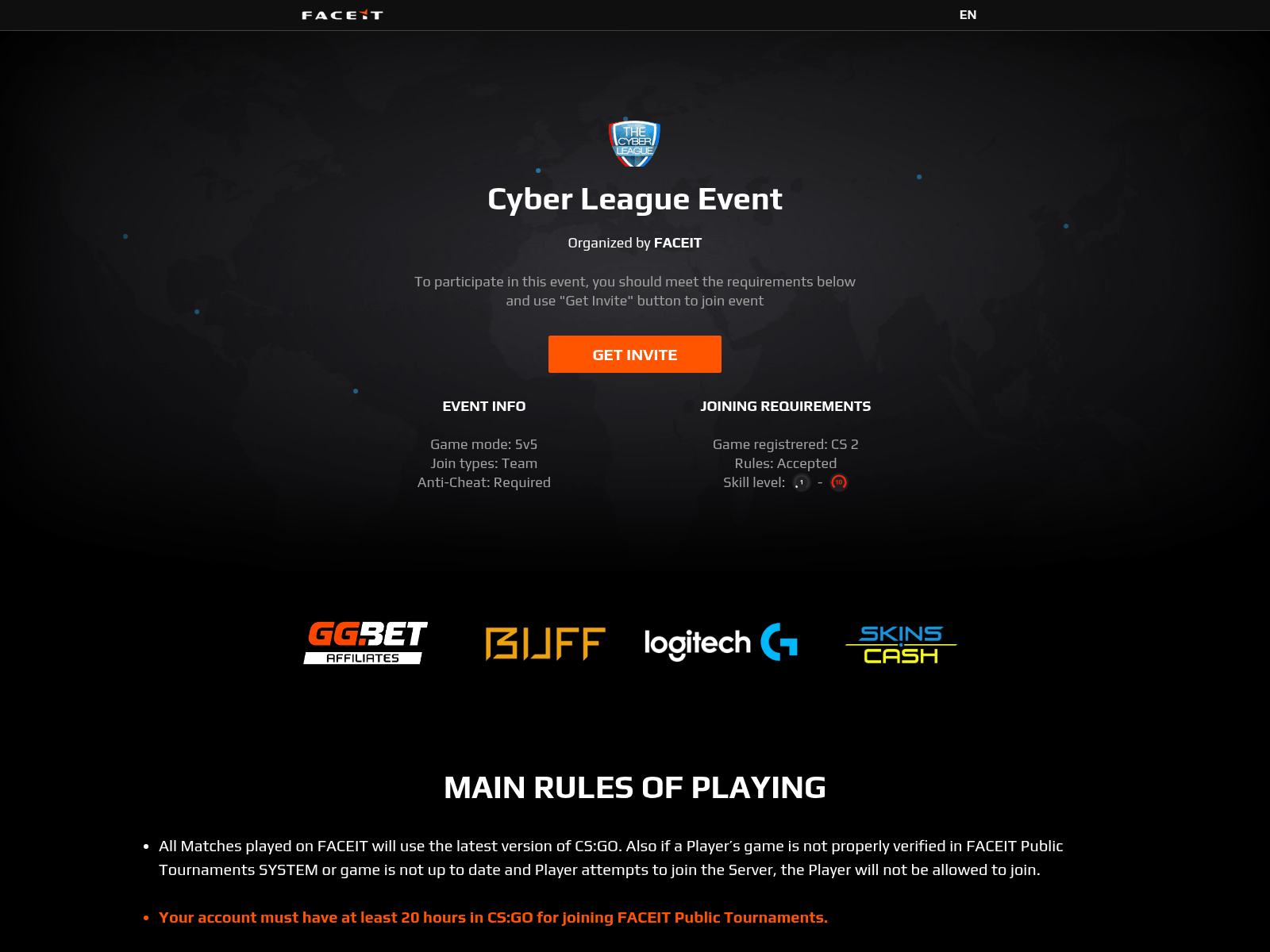 Screenshot of faceit.league-eventlcs.com