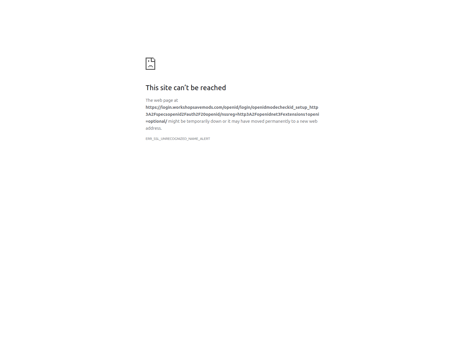 Screenshot of login.workshopsavemods.com
