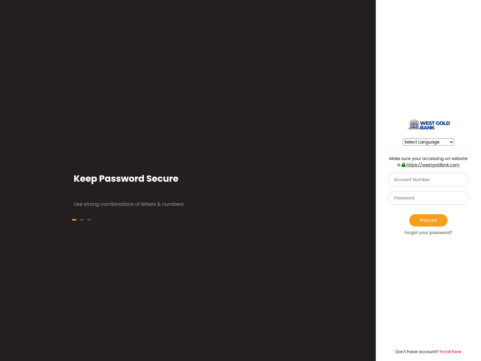 Screenshot of access.westgoldbnk.com
