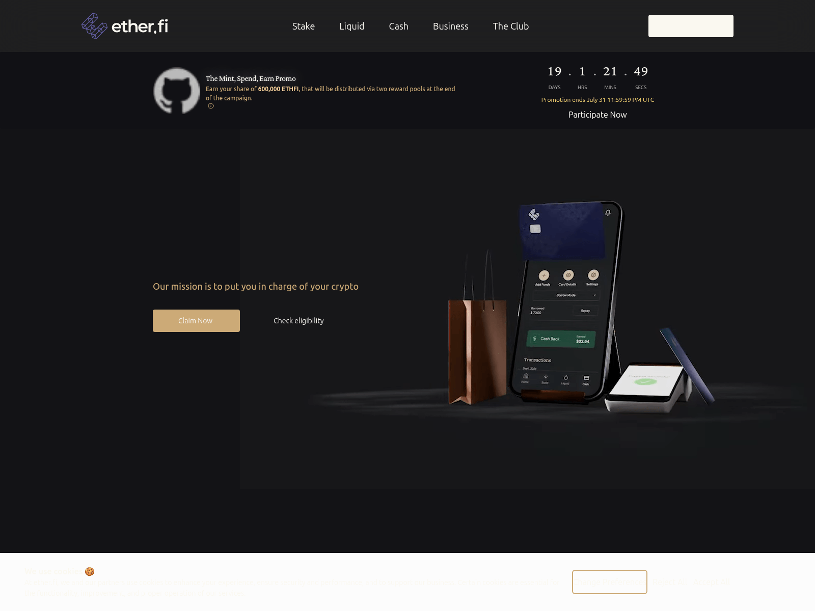 Screenshot of etherfi.site