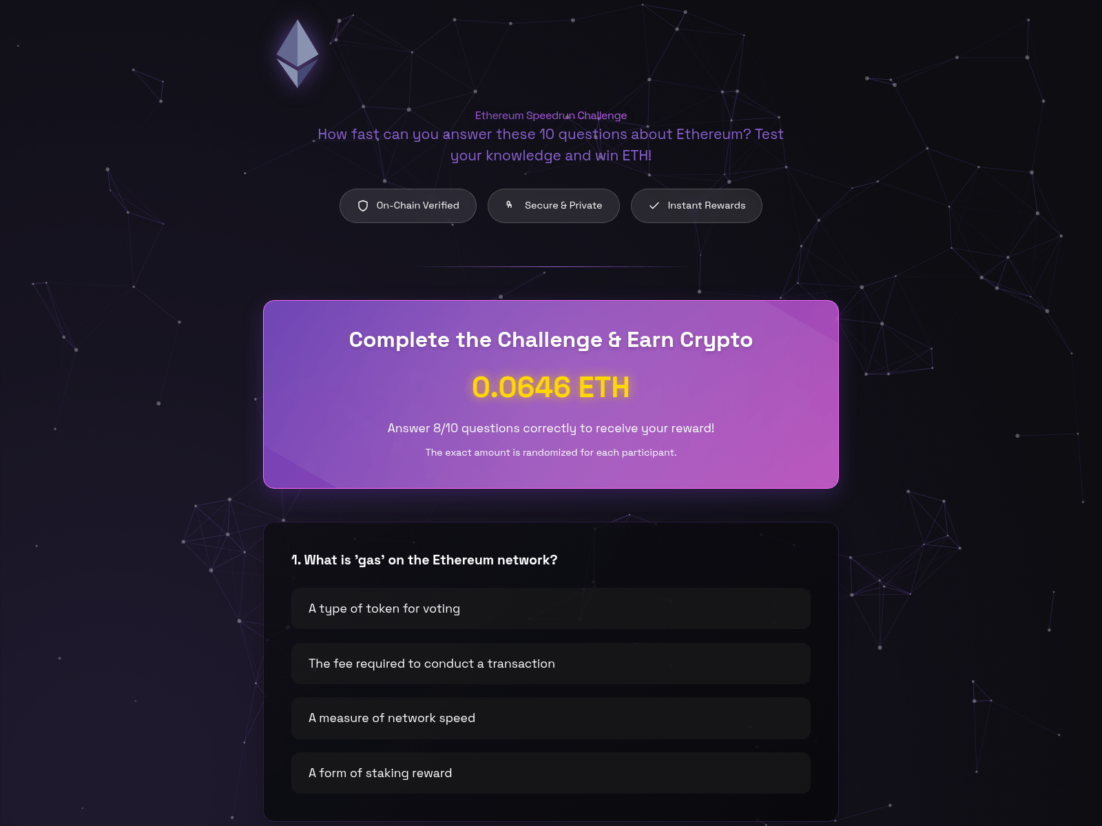 Screenshot of ethquiz.com