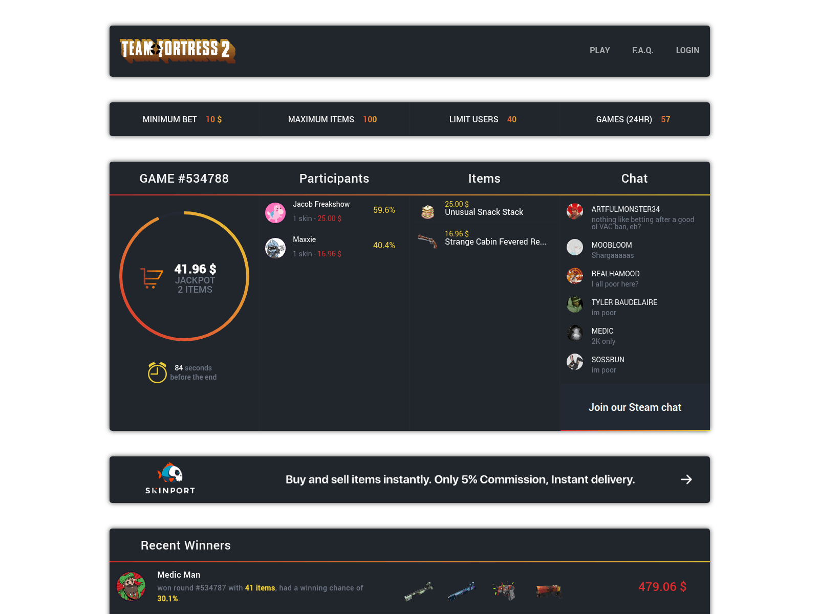 Screenshot of tf2strike.com