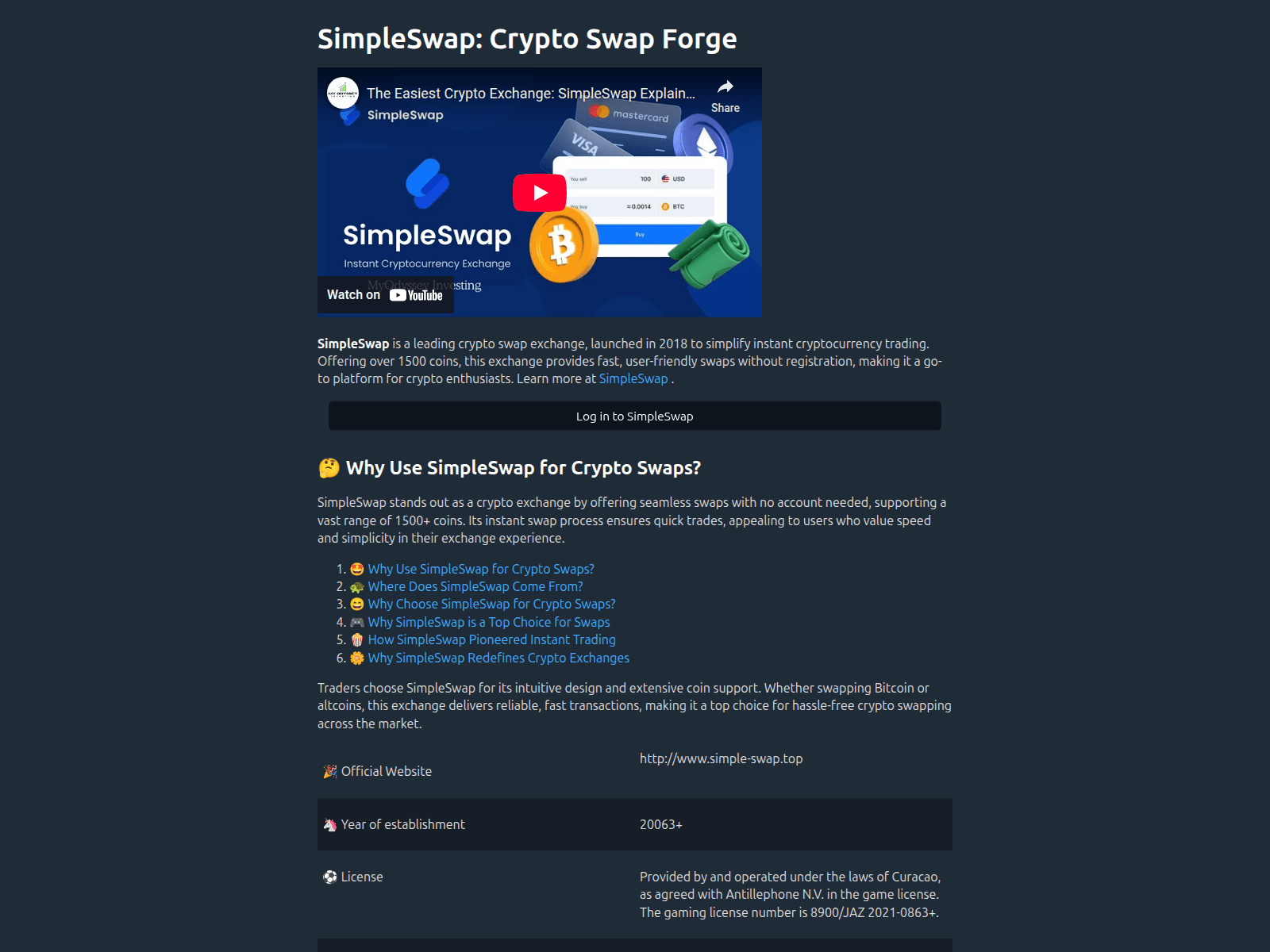 Screenshot of simple-swap.top