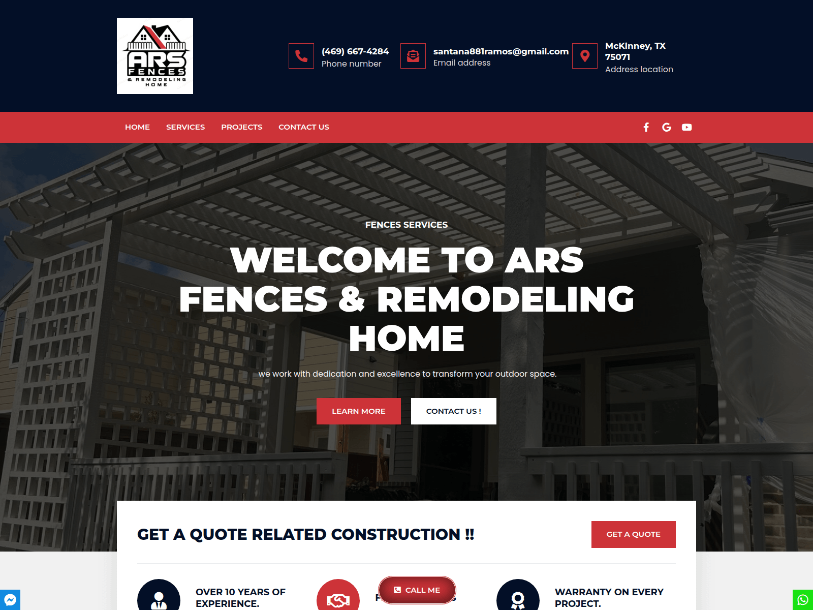 Screenshot of arsfencesandremodeling.com