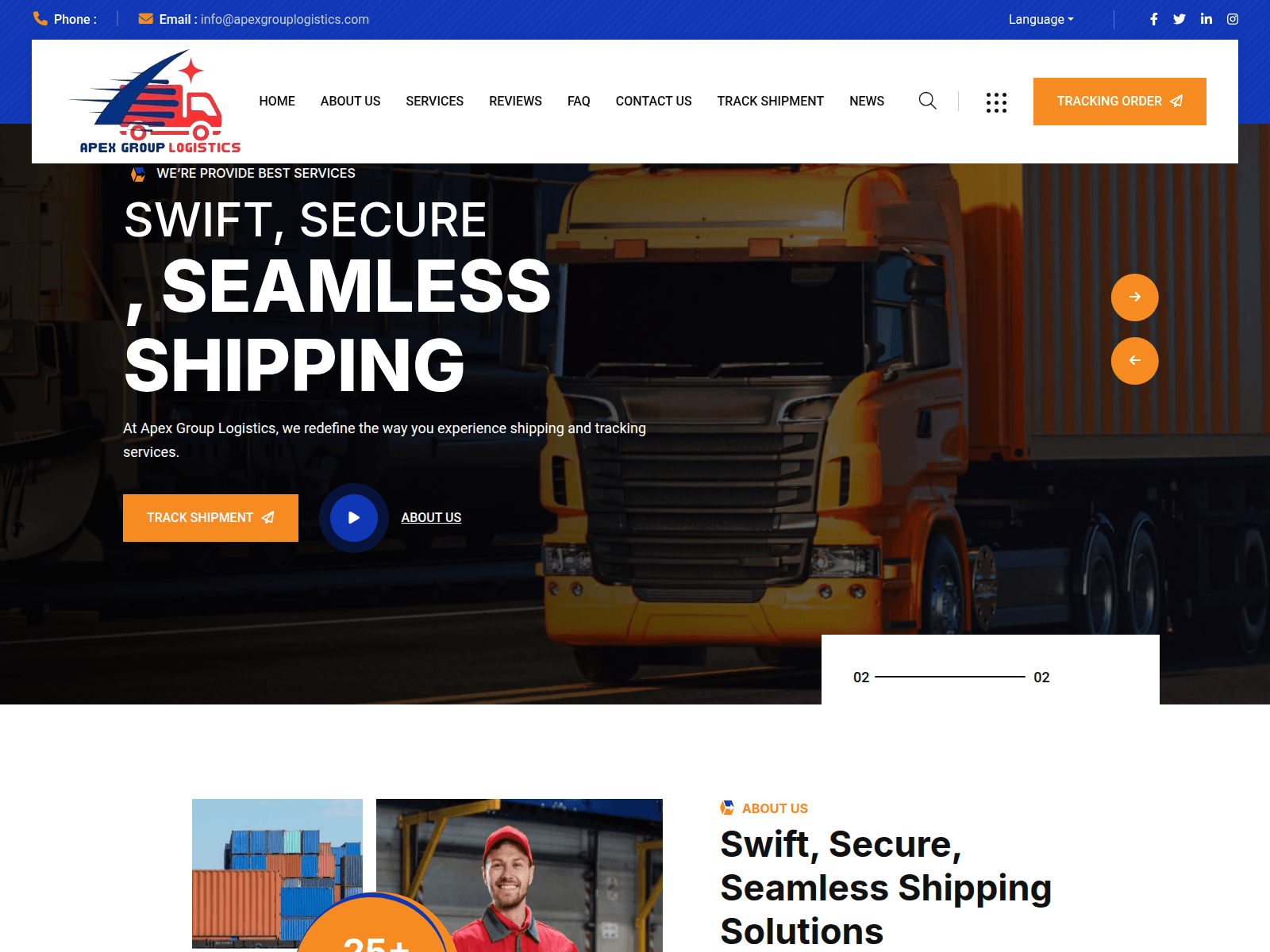Screenshot of apexgrouplogistics.com