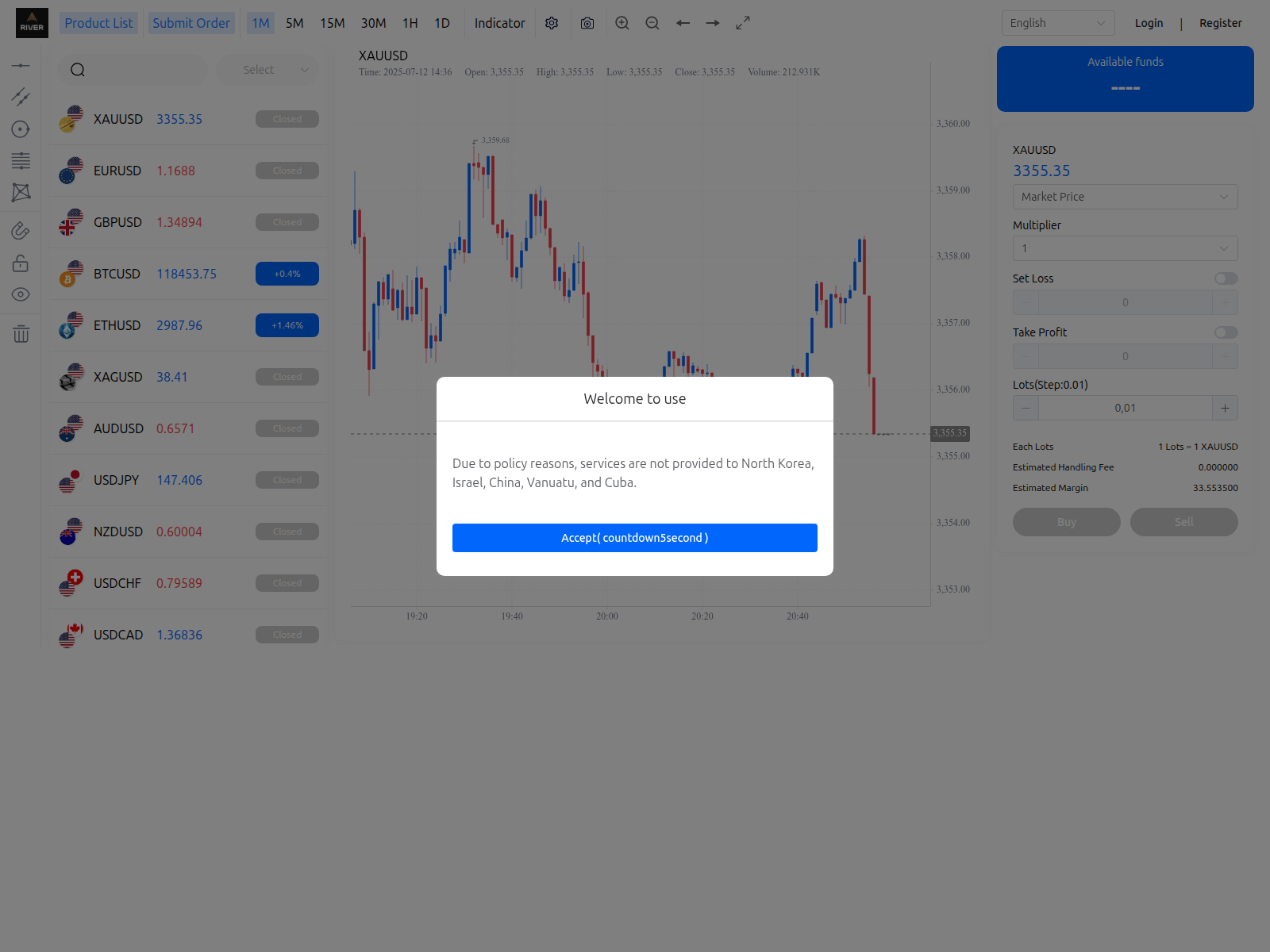 Screenshot of pc.riverglobalfx.com
