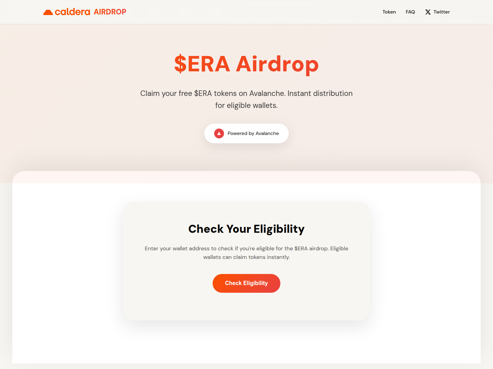 Screenshot of airdrop.caldera.claims