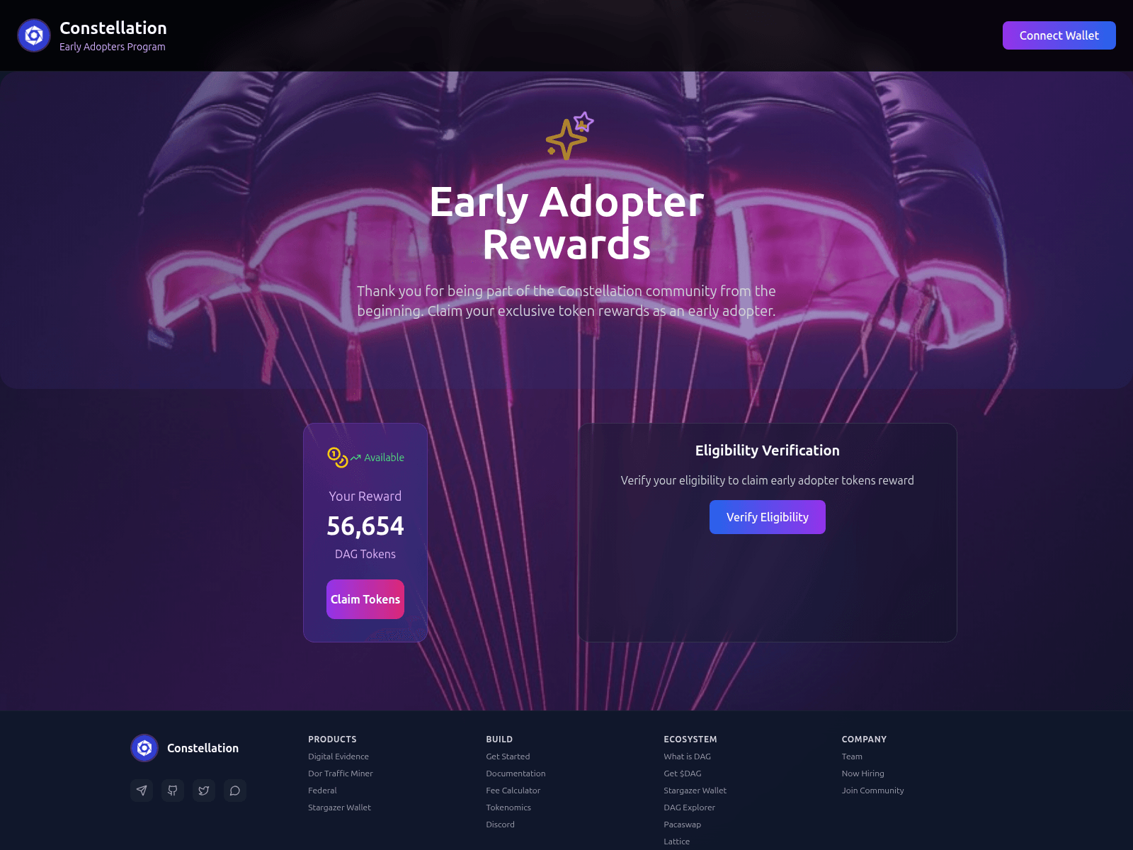 Screenshot of claim.constellationrewards.io