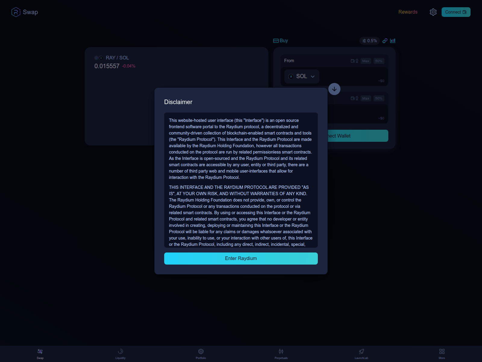 Screenshot of swapraydium.xyz