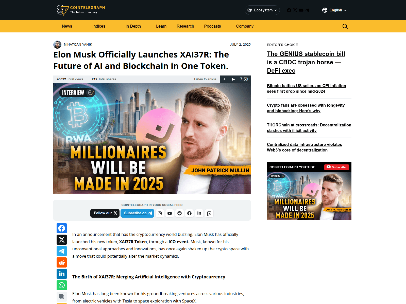 Forensic screenshot of xai37r-cointelegraph.com