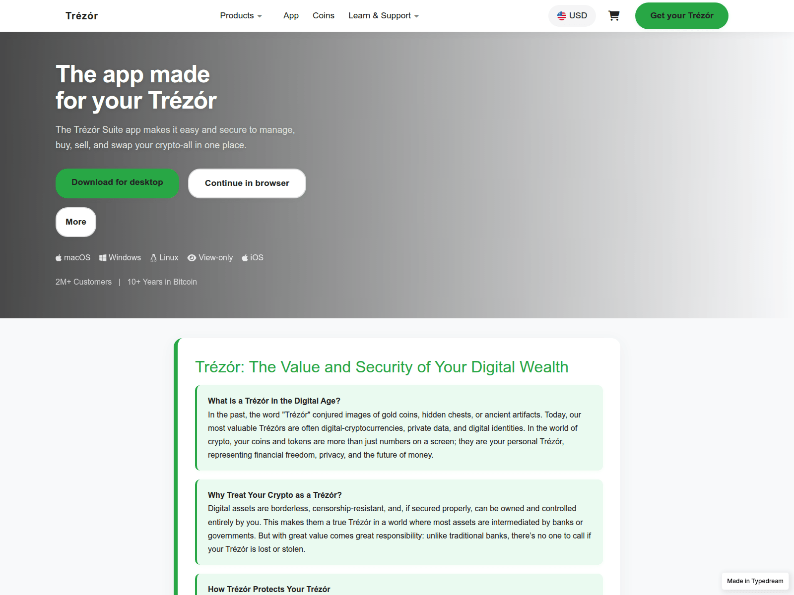 Screenshot of public-en-trezor.typedream.app