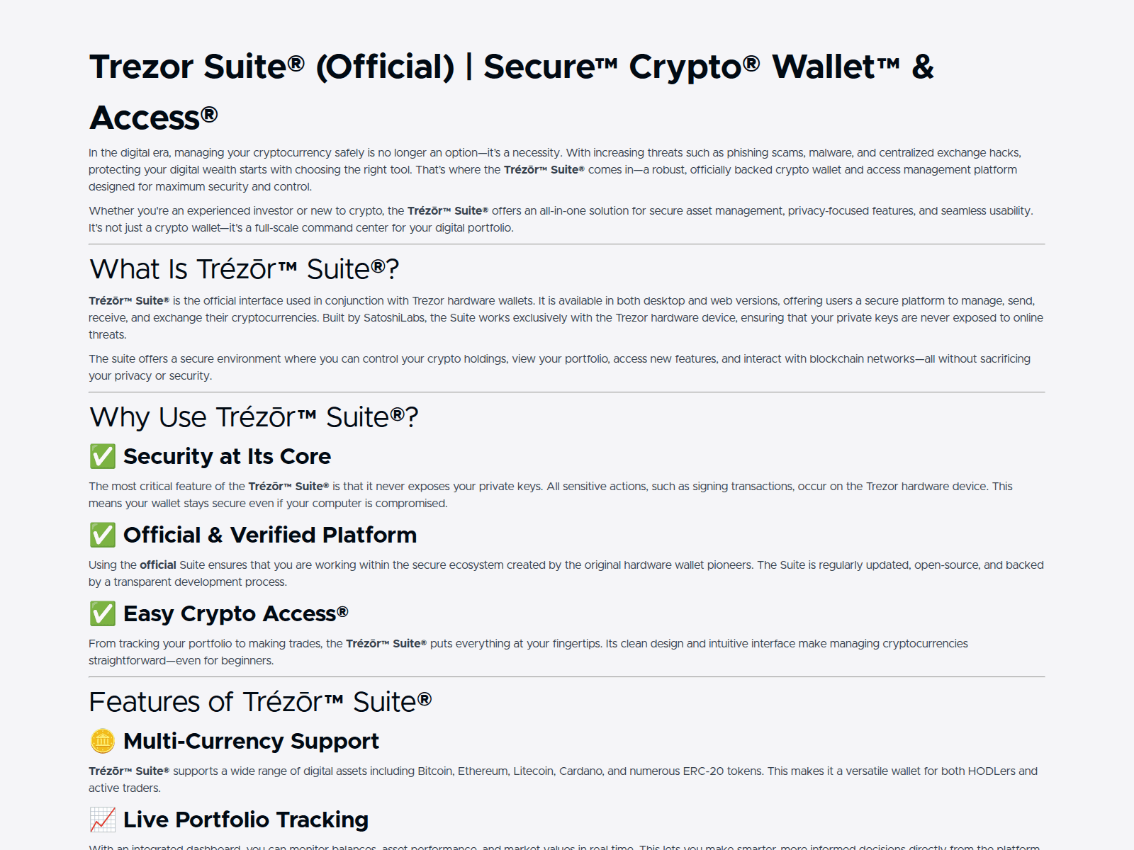 Screenshot of faq-trezzor-suite.teachable.com