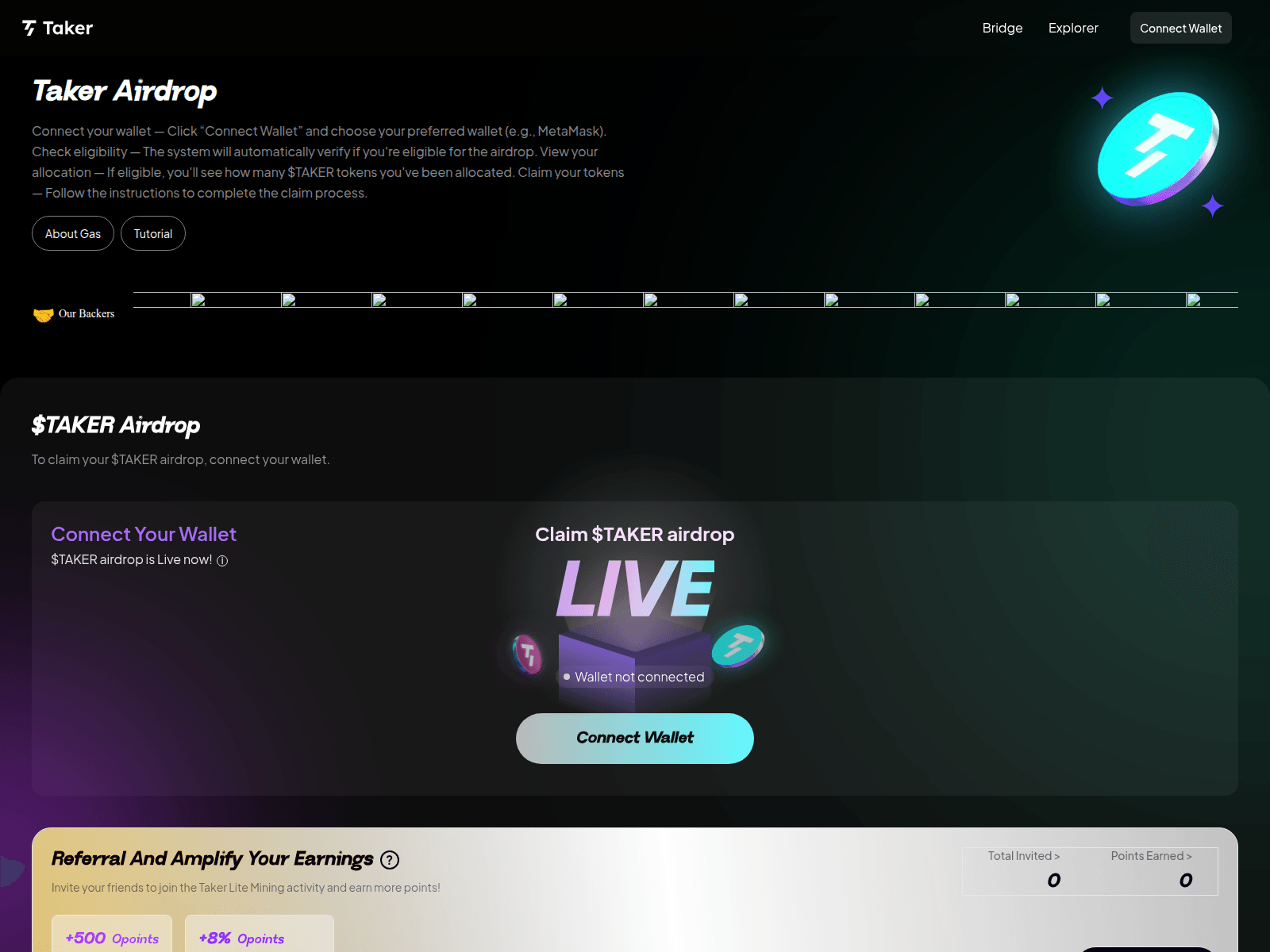 Screenshot of taker-airdrop.xyz