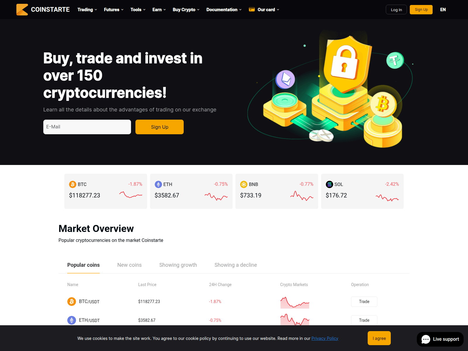 Screenshot of coinstarte.com