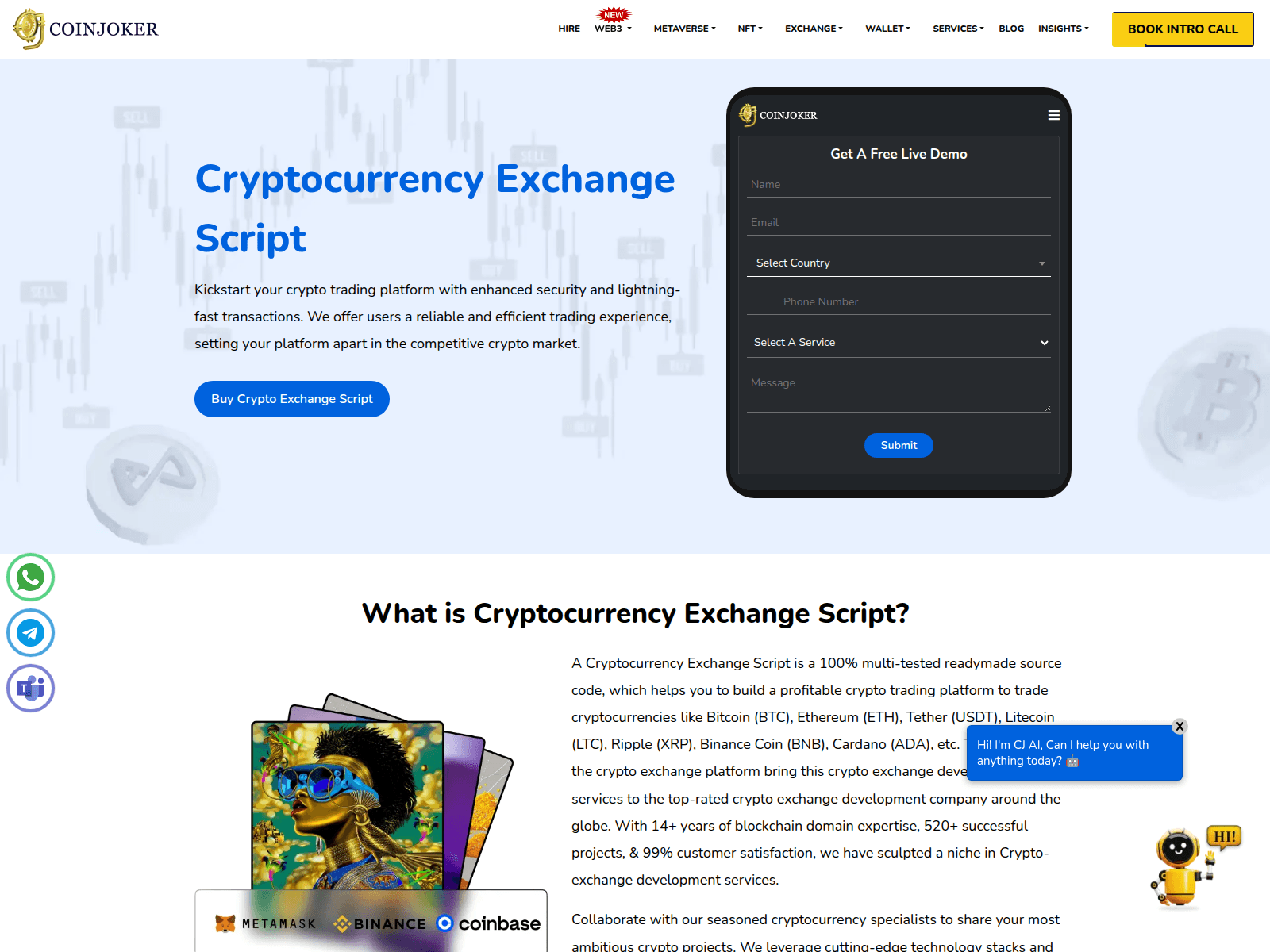 Screenshot of cryptoexchangescript.com