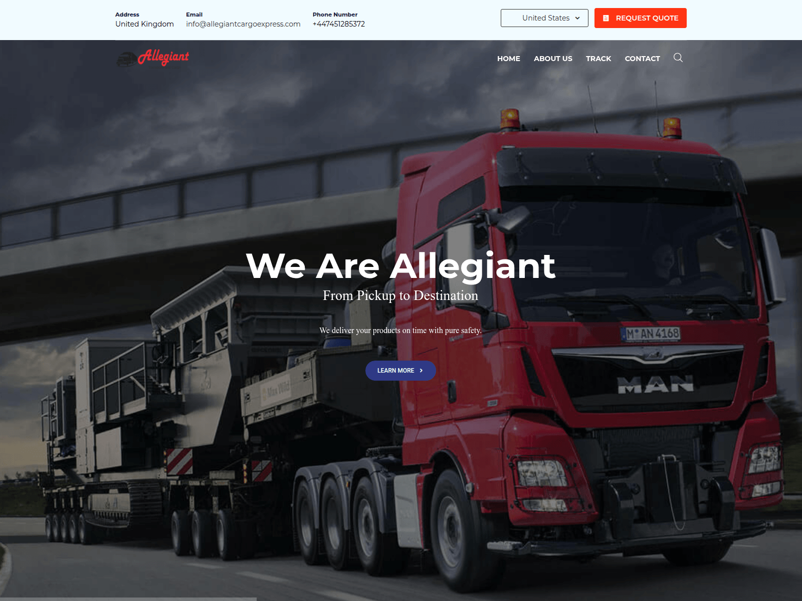 Screenshot of allegiantcargoexpress.com
