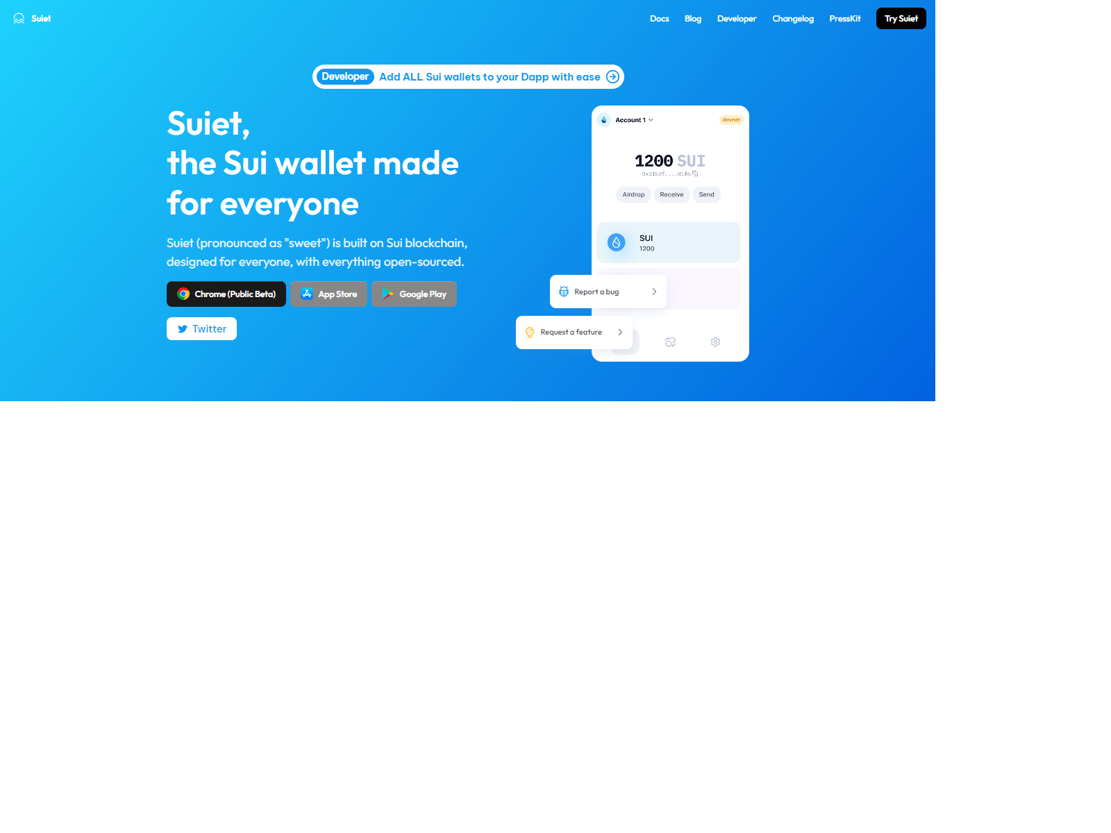 Screenshot of suiet-wwallet.webflow.io