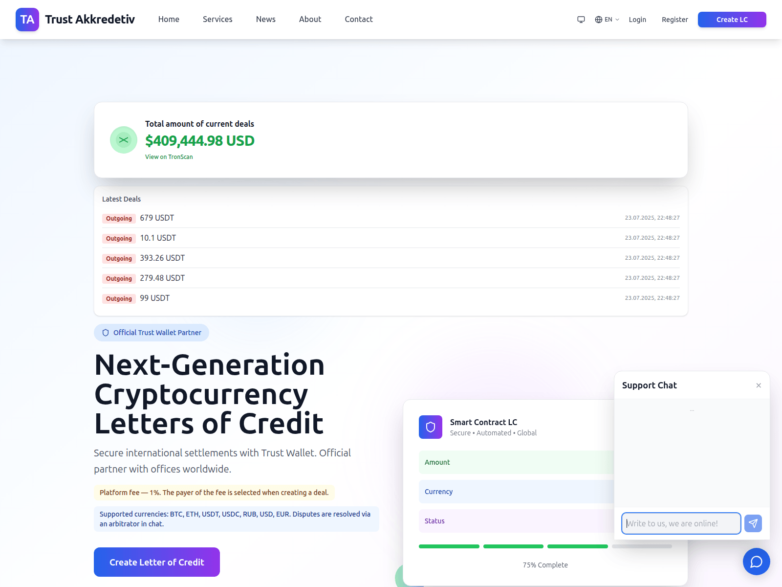 Screenshot of trustakkredetiv.cc