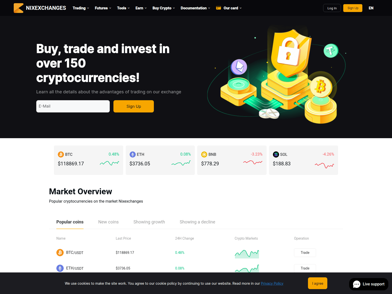 Screenshot of nixexchanges.com