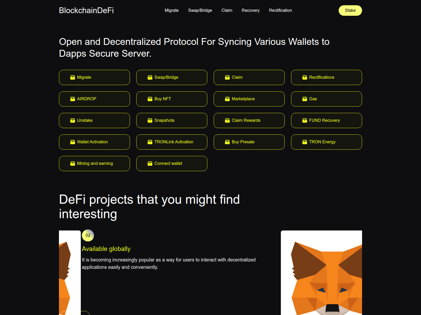 Screenshot of defiwalletfix.cloud