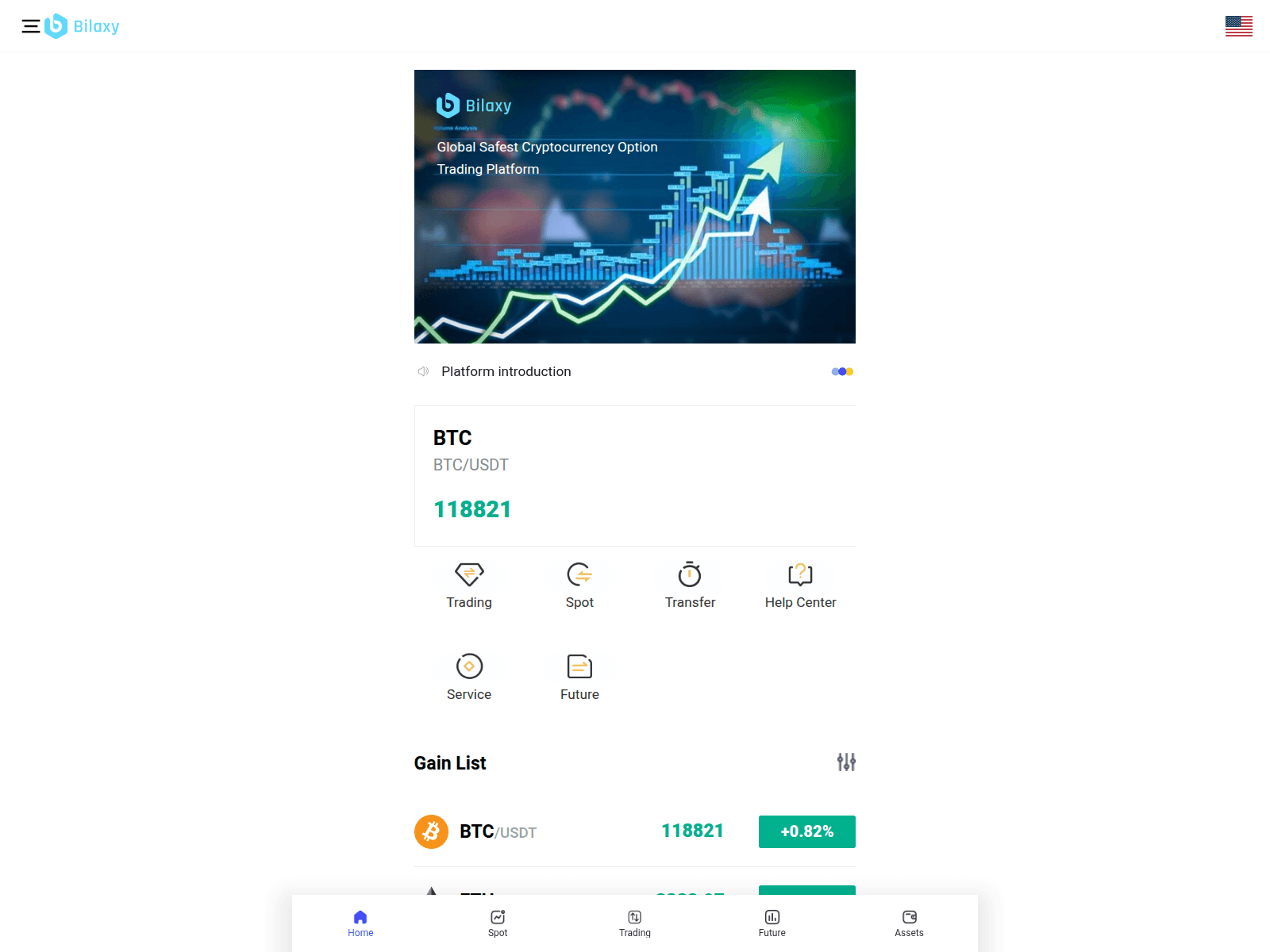 Screenshot of bilaxyusbtc.com