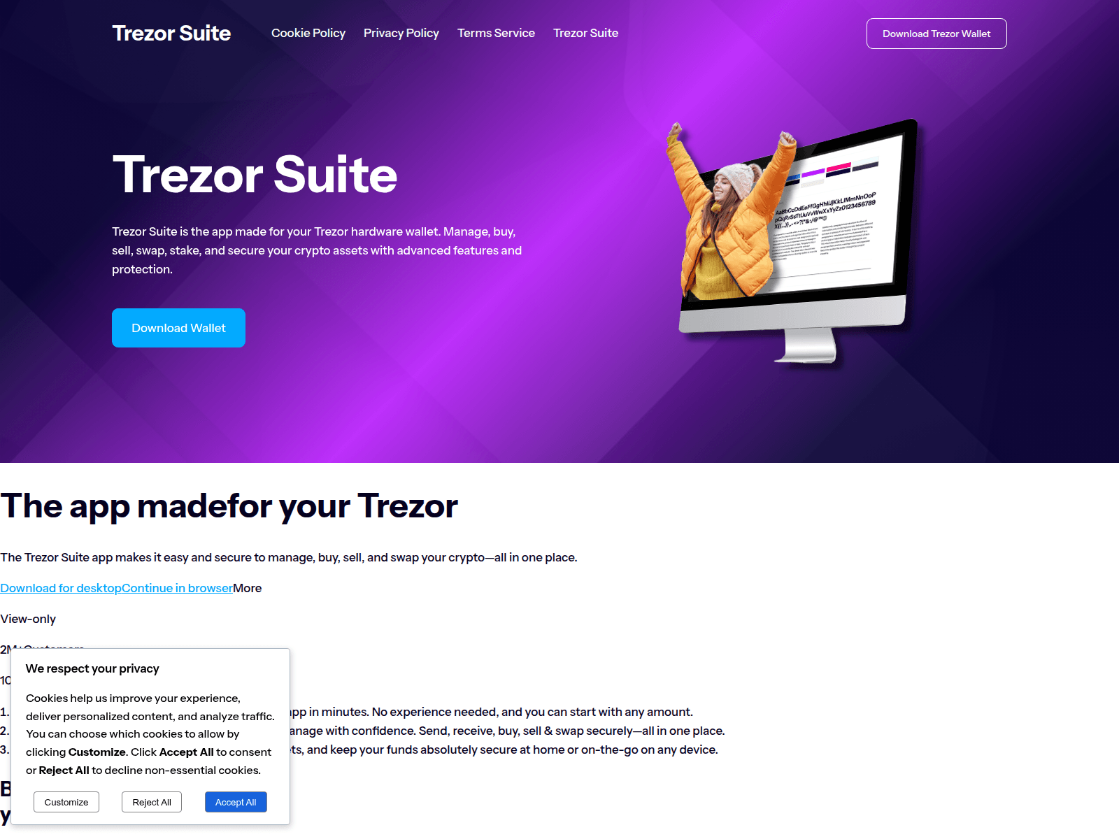 Screenshot of t-trezor-suite.org