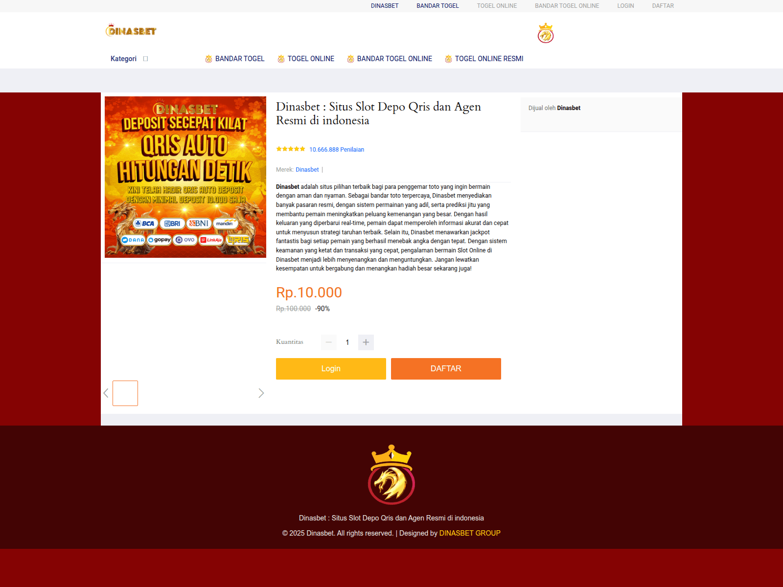 Screenshot of dinasbet.org