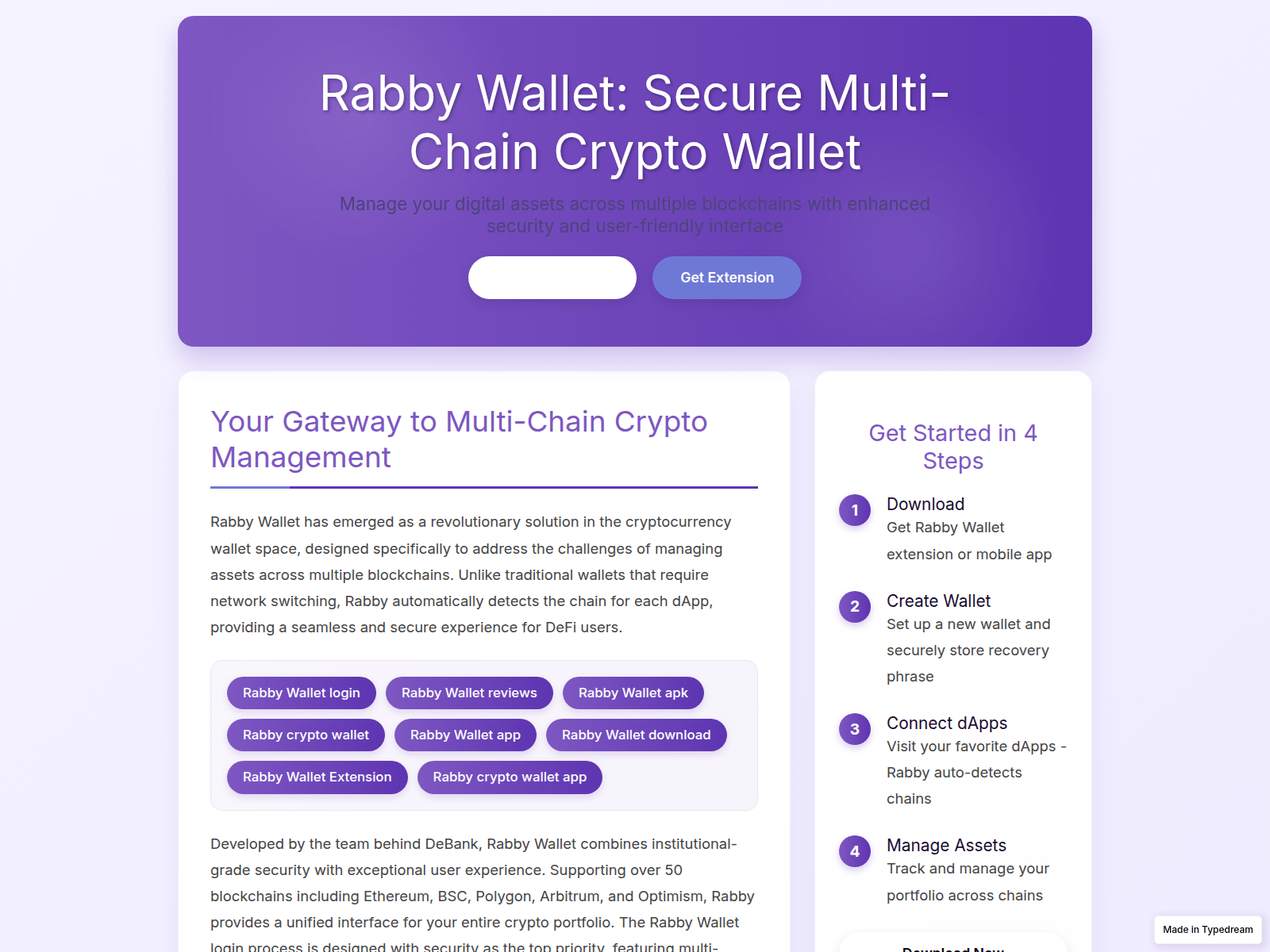 Screenshot of rabby-wallet-es-en.typedream.app