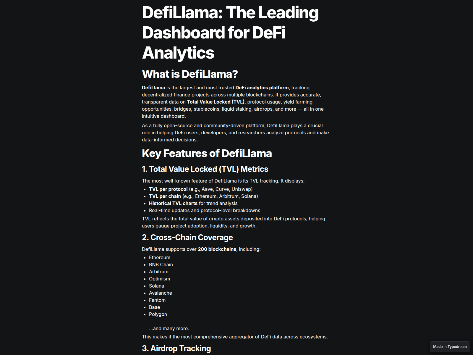 Screenshot of secure-defilama.typedream.app