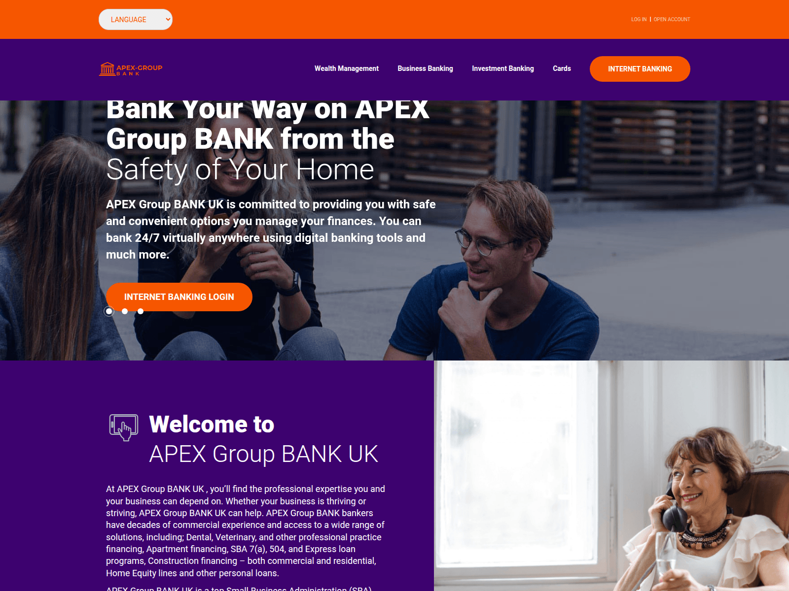 Screenshot of apexgroupbnk.com