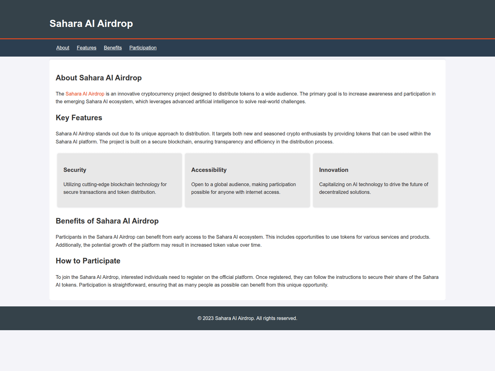 Screenshot of airdrop-saharaai.live