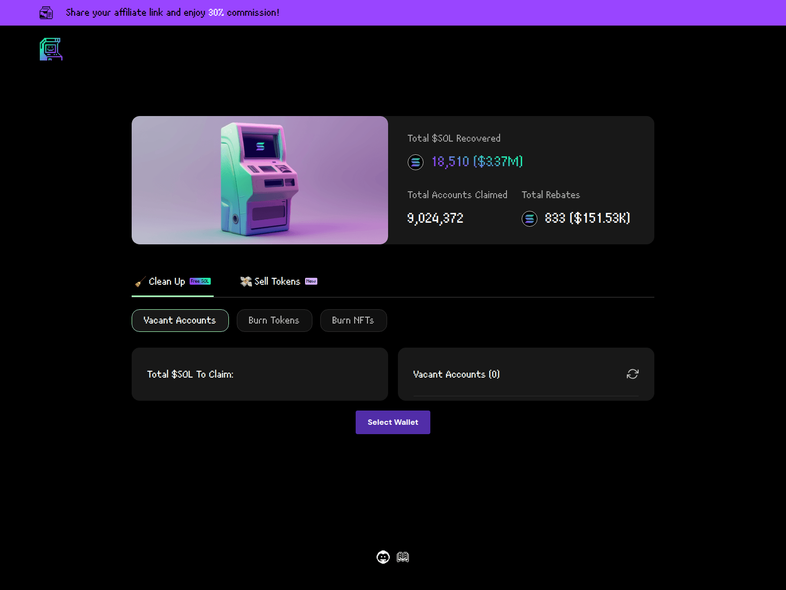 Screenshot of solrecover.xyz