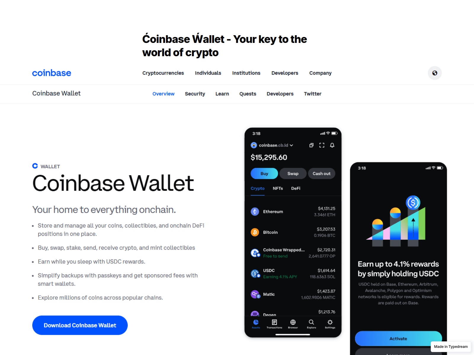Screenshot of walletcoinnbase-help.typedream.app