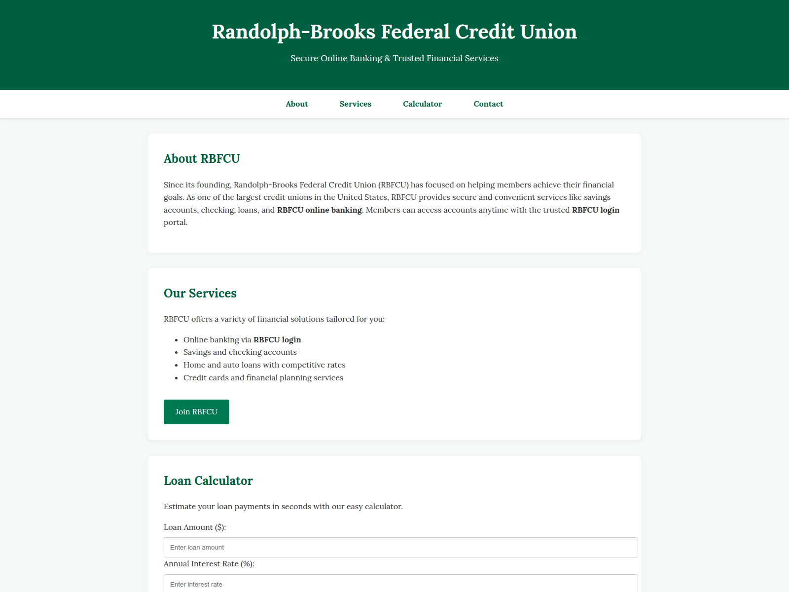 Screenshot of rfbuc.com