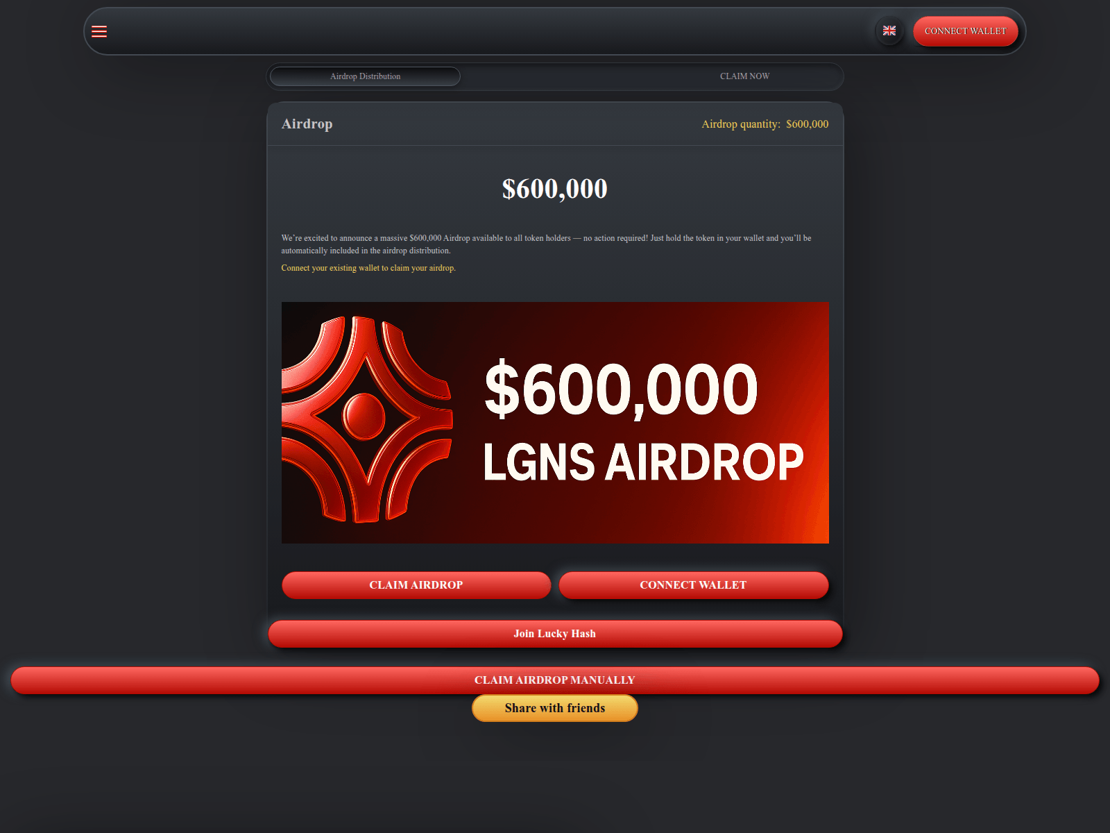 Screenshot of lgns.origindefiworld.click