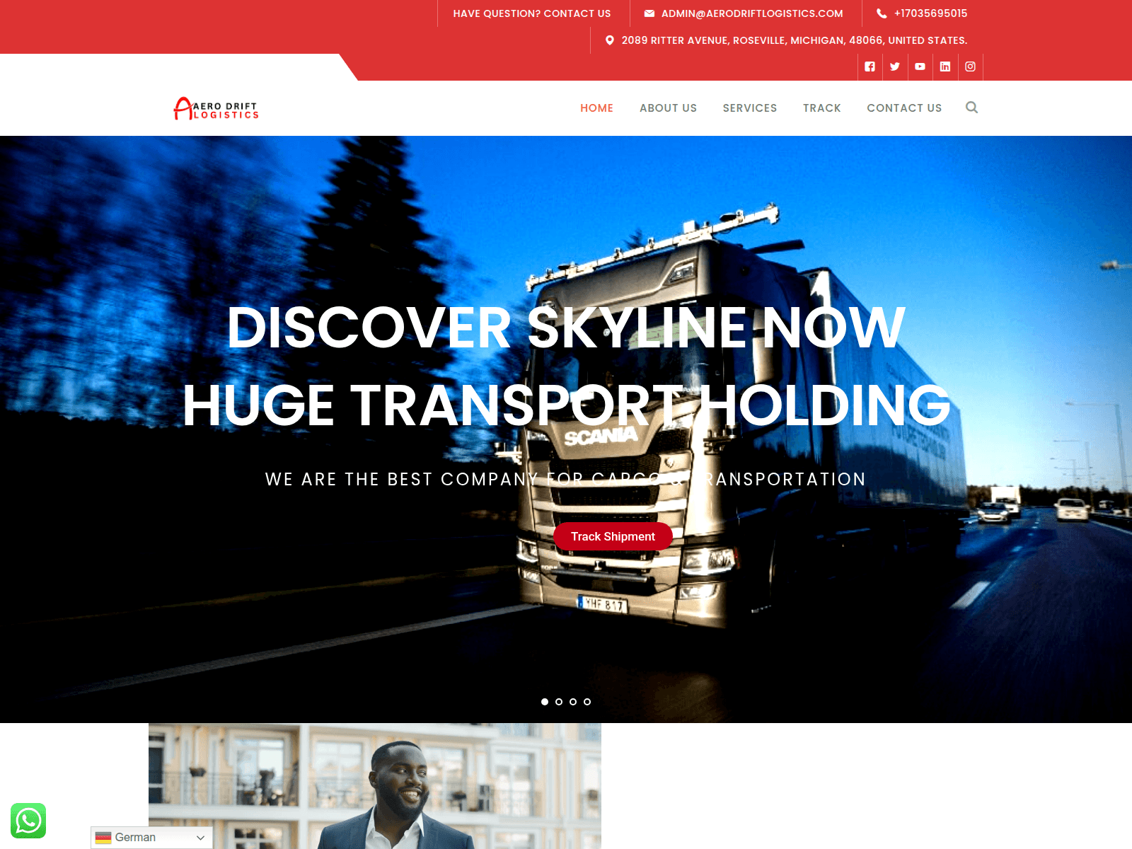Screenshot of aerodriftlogistics.com