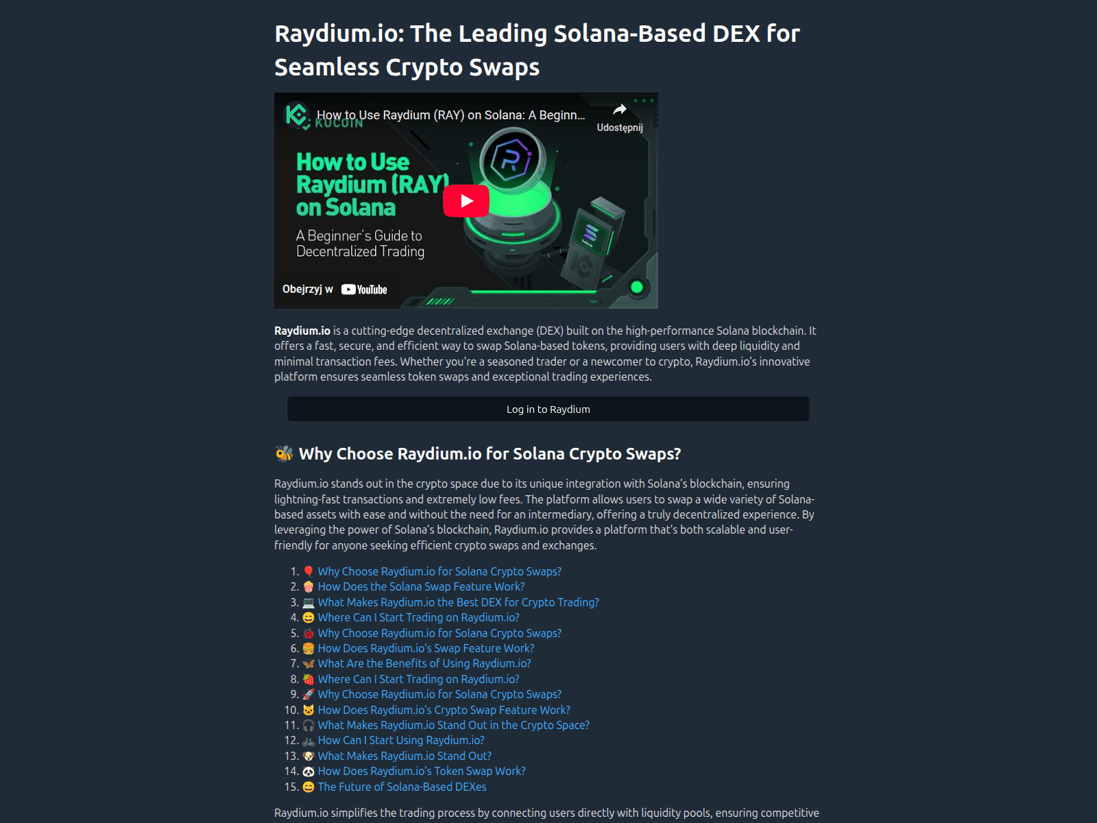 Screenshot of raydiumsol.com