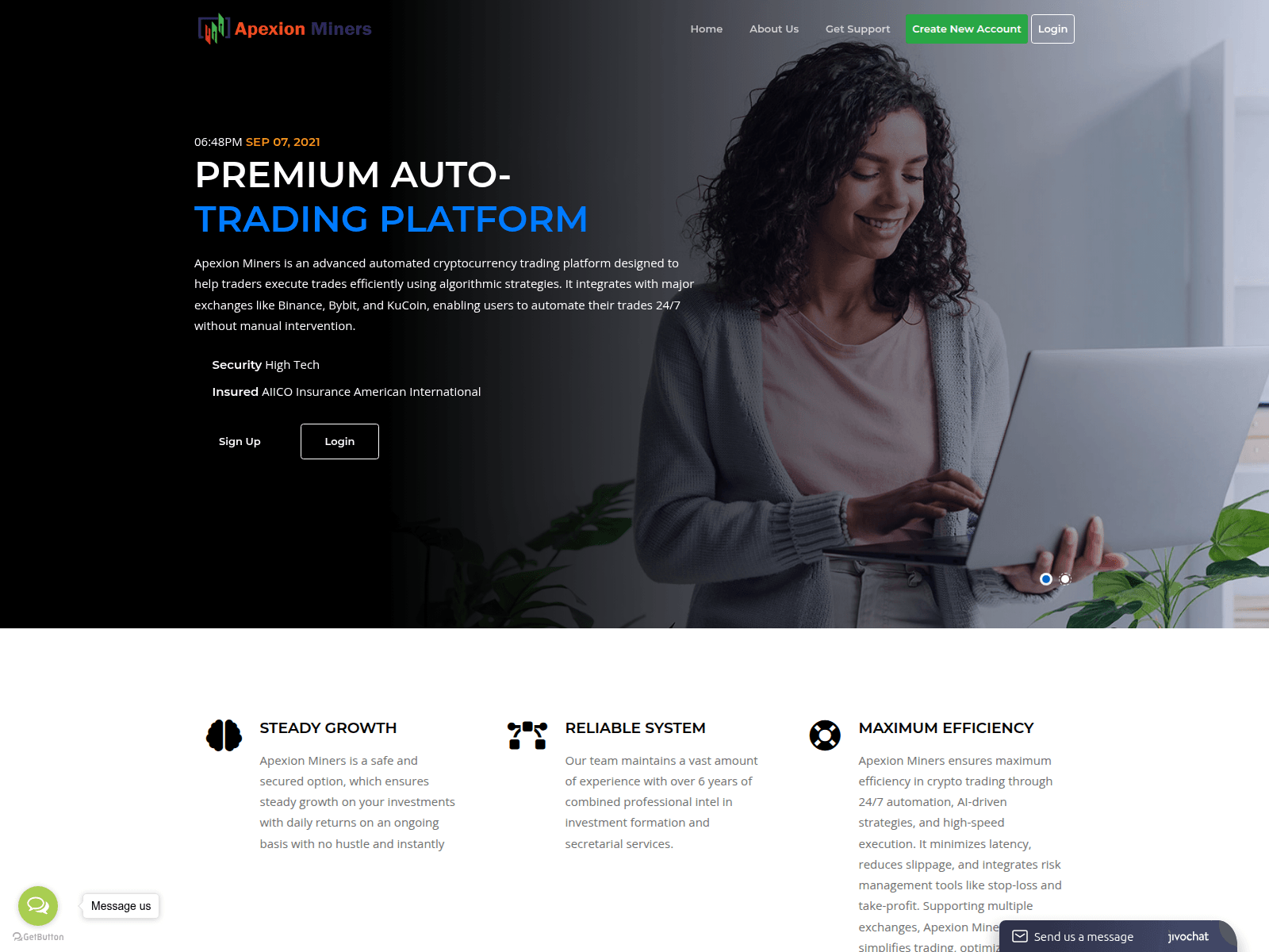 Screenshot of apexionminers.com