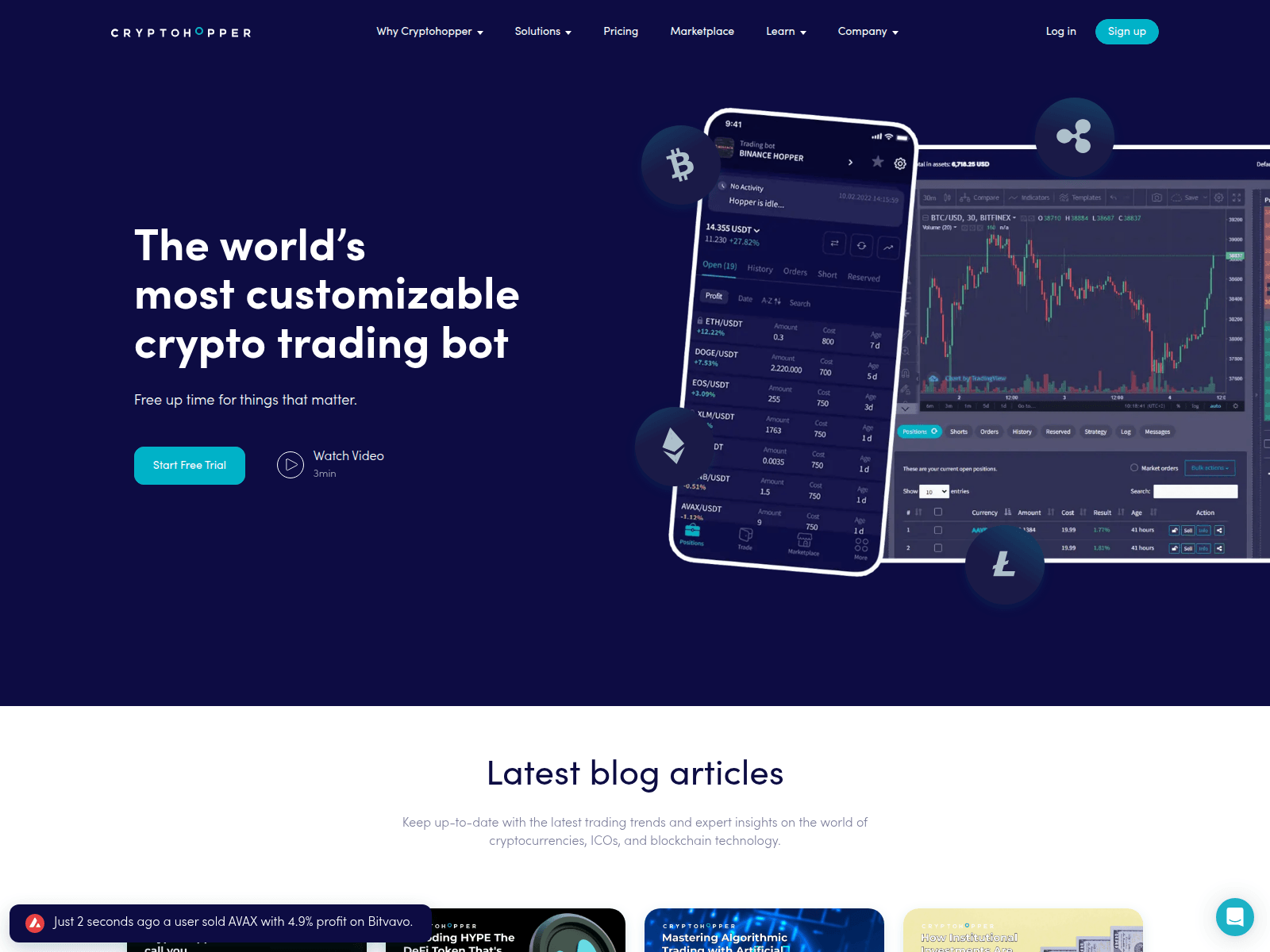 Screenshot of cryptohopper.finance