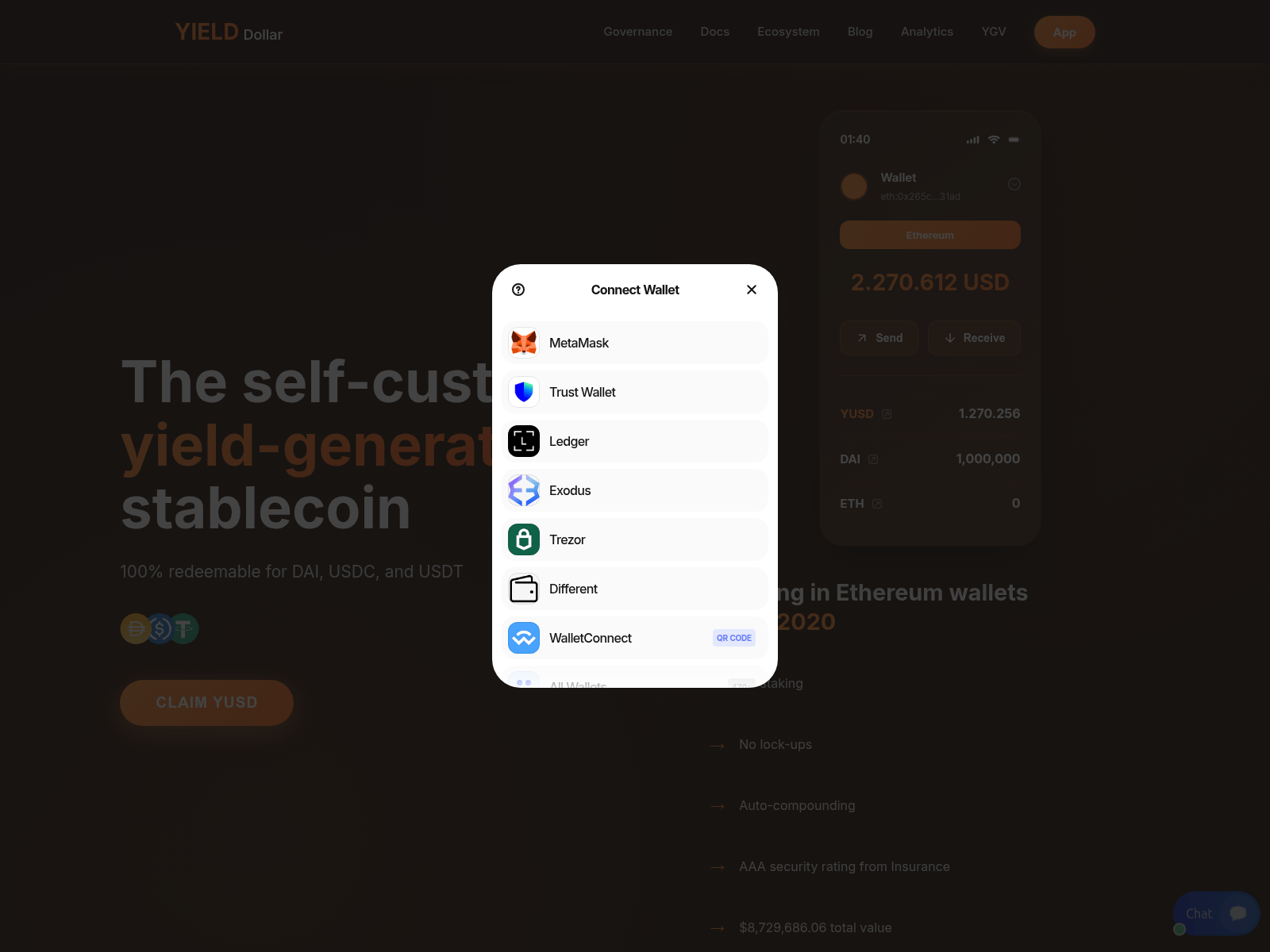 Screenshot of award-yieldusd.com