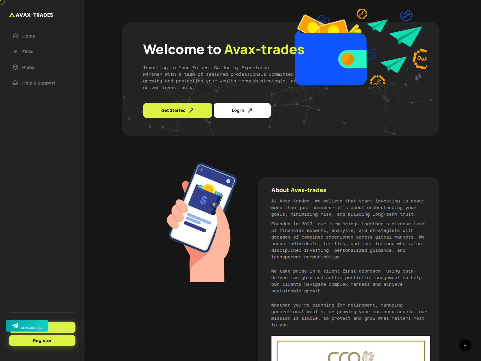 Screenshot of avax-trades.com