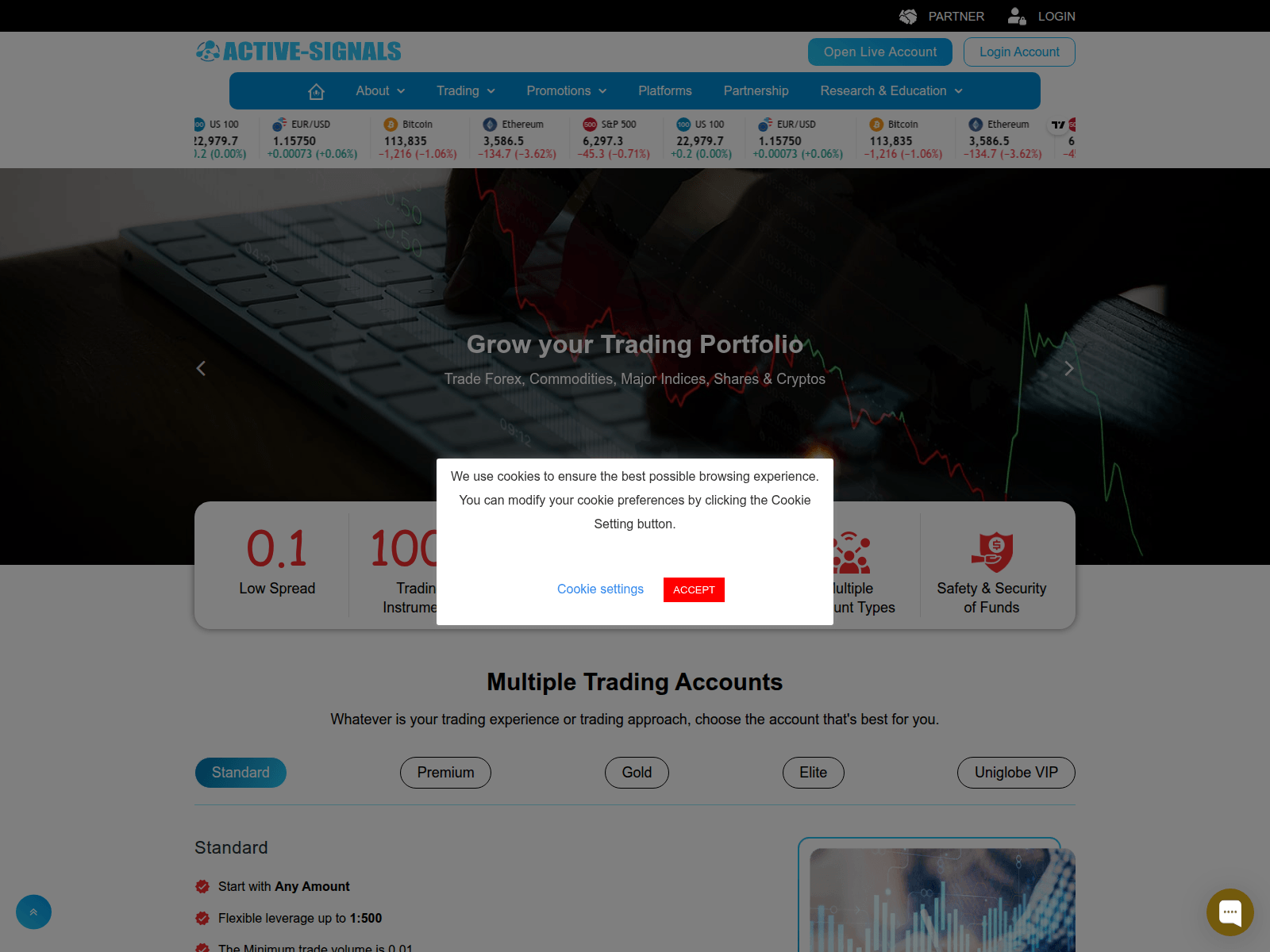 Screenshot of cfxoption.com