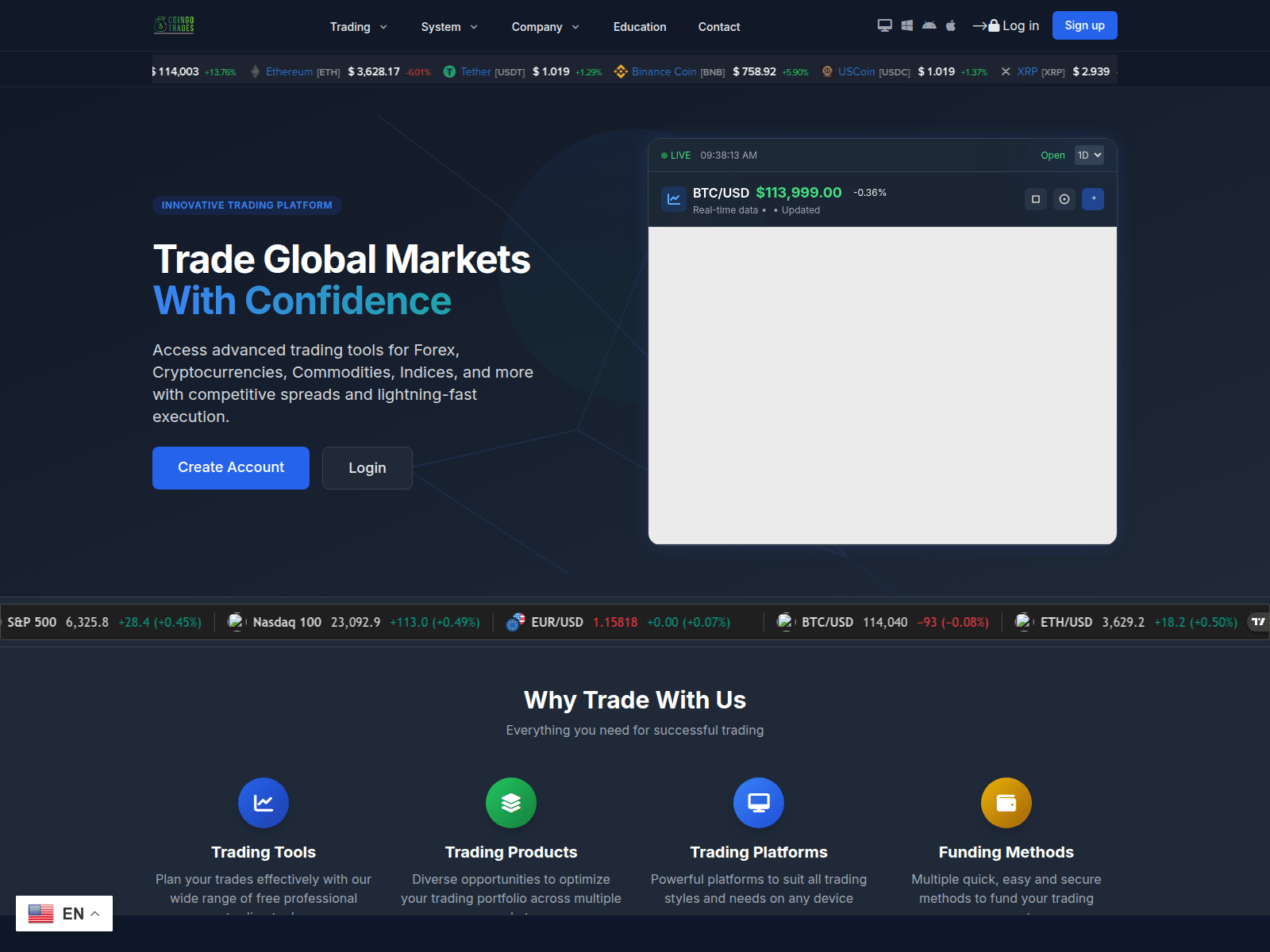 Screenshot of coingotrades.com